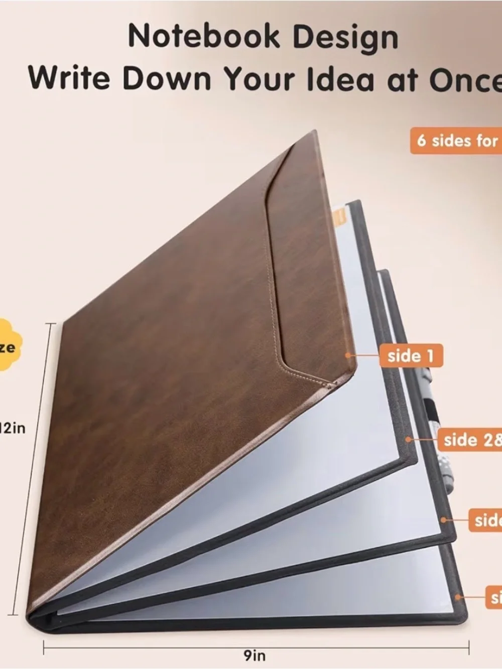 Brown Dry Erase Board Notebook Portfolio for Tablets & Notes - Brown